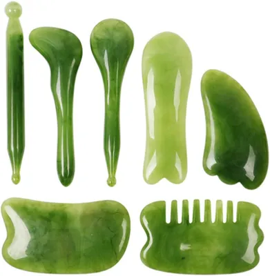 Produktbild von Natürliches Jade-Gesichtsmassagegerät, Abzieher, Akupunktur-Spa-Hautpflege-Authentizitätsstein