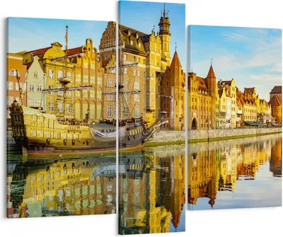Produktbild von Bild auf Leinwand - Leinwandbild - Schiff Fluss Architektur Geschichte - 95x80cm - Wand Bild - Wanddeko - Leinwanddruck - Bilder - Kunstdruck - Leinwand bilder - Wandkunst - CB95x80-3202