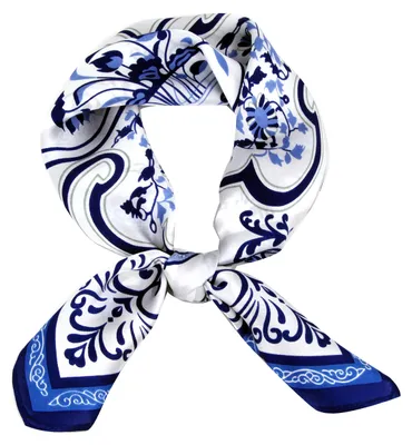 Image de Écharpe carrée en soie avec motif floral