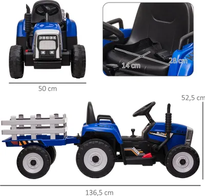 Produktbild von HOMCOM Elektrischer Traktor Kinder Aufsitztraktor mit MP3 Funktion, 3-6KM/H Blau