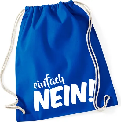Produktbild von Huuraa Turnbeutel Einfach Nein Schriftzug 12 Liter Bright Royal Baumwolle Rucksack Geschenkidee