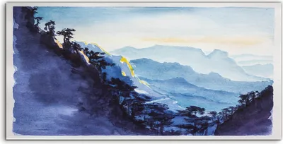Produktbild von Coloray Spritzschutz aus Glas 100x50  Wandkunst Küchenrückwand Foto Kunstdruck Berge Bäume Landschafts
