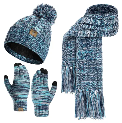 Produktbild von Omgoods – Damen-Set, bestehend aus: Strickmütze, Schal und temperaturempfindliche Handschuhe