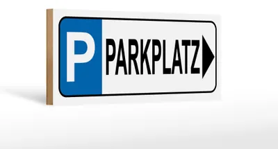 Produktbild von Holzschild Behinderten Parkplatz rechts, 27 x 10 cm, Holzschilder Auto Parking