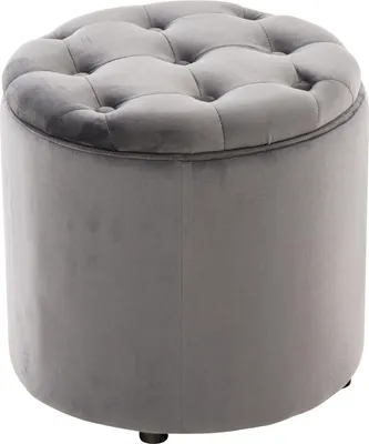 Produktbild von Sitzhocker CUTUN - Samt Grau 44x44x42 cm | Hocker Schlafzimmer Polsterhocker Wohnzimmer Sitzbank Esszimmer