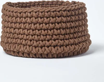 Produktbild von HOMESCAPES Gestrickter Aufbewahrungskorb, 100% Baumwolle braun 37 x 21 cm
