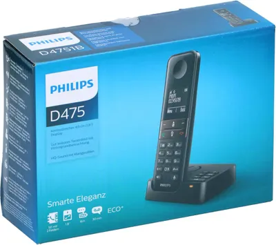 Obrázok produktu pre Philips D4751B, DECT telefón, Káblový handset, Hlasitý odposluch, 50 položky, ID volajúceho, Čierna