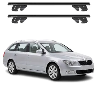 Produktbild von Dachträger für Skoda Superb II Kombi 2008-2013 Pre-FL Alu 90kg Schwarz 2tlg, KI-generiertes Bild