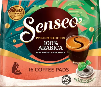 Produktbild von Senseo Pads Premium Selektion 100% Arabica, Kaffeepads, gemahlener Röstkaffee, 5 x 16 Pads