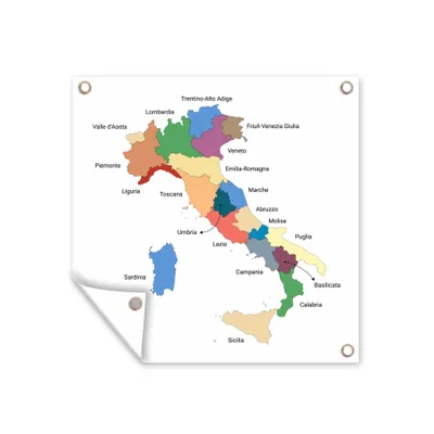 Obrázek produktu pro MuchoWow® Zahradní plakáty - Mapa - Itálie - Region - 200x200 cm - Zahradní dekorace