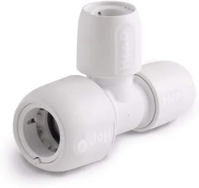 Imagen del producto de Codo en T de 22x15x22 mm, color blanco, con 3 conexiones, para tuberías