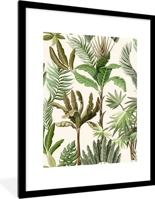 Produktbild von MuchoWow® Gerahmtes Poster Dschungel - Palme - Bananenstaude - Kinder - Natur - Pflanzen 60x80 cm - Poster mit Schwarzem Bilderrahmen Wandposter Rahmen Foto Bilder - Wohnzimmer - Dekorationen - Prämie