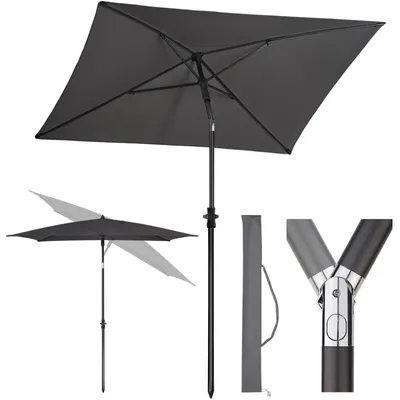 Produktbild von Sekey Balkonschirm 180 x 125 cm Rechteckig Höhenverstellbar Kippbar mit Schutzhülle UV Schutz UPF50 für Terrasse und Balkon, Grau
