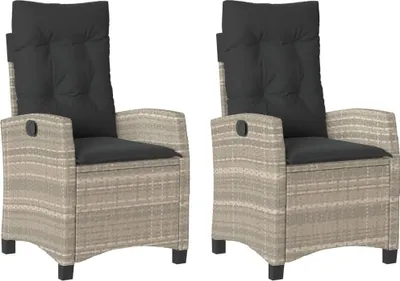 Immagine prodotto di vidaXL Poltrona da giardino con cuscino 2 pz. Regolabile Grigio chiaro Poly rattan