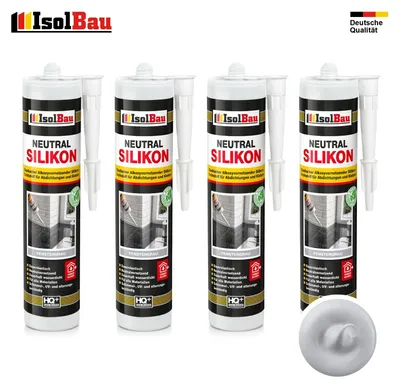 Isolbau Neutralsilikon 4 x 300 ml Fenstergrau Natursteinsilikon Dichtstoff Fugen