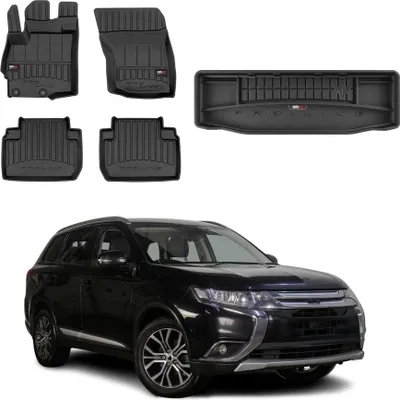 Image de Kit Tapis de Sol et Coffre pour Mitsubishi Outlander 2012-2015 en TPE Noir