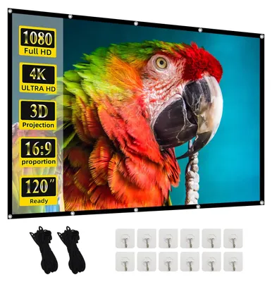 Imagen del producto de Pantalla de proyección de 120 pulgadas, formato 16:9, plegable, antiarrugas, para cine en casa
