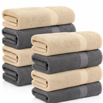 Produktbild von Komfortec 8er Handtücher 50x100 cm Set aus 100% Baumwolle, Frottee, Weich, Anthr