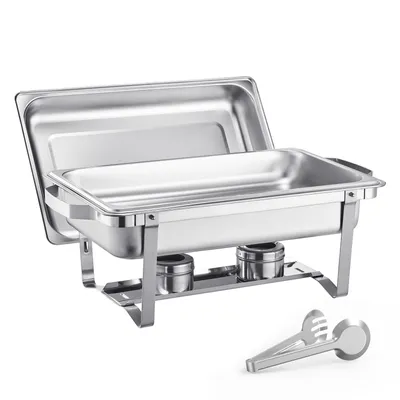 Immagine prodotto di SucceBuy 8 Qt 2-pack rettangolare chafing dish buffet set - full size pan, stainless steel