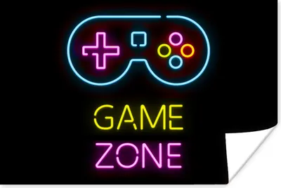 Produktbild von MuchoWow® Poster Controller - Spiel - Neon - Schwarz - Zitate - Spielzone 60x40 cm - Schlafzimmerdekoration