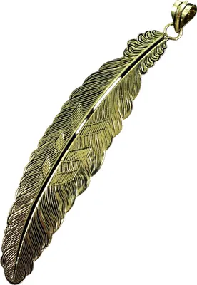 Produktbild von Feder Kettenanhänger aus Messing - Gold, Gold-Farben, 11*2,5 cm, Kettenanhänger, Amulette, Modeschmuck