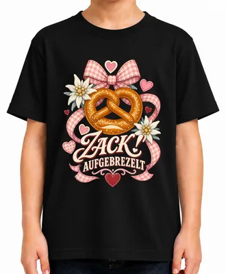 Immagine prodotto di Zack! Maglietta con motivo "Edelweiß", pantaloni in pelle, gonna tradizionale, maglietta per bambini, colore nero, taglia 104