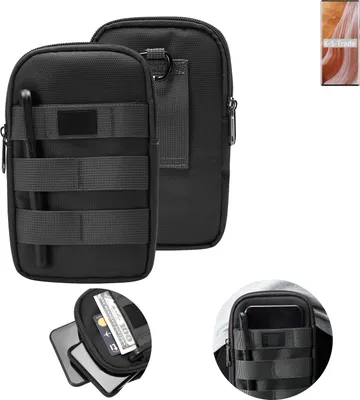 Produktbild von K-S-Trade Holster Gürtel Tasche kompatibel mit ZTE Axon 40 Ultra Handy Tasche Schutz Hülle dunkel-grau viele Fächer, 1x