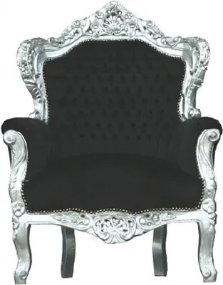 Produktbild von Casa Padrino Barock Sessel "King" Schwarz/Silber