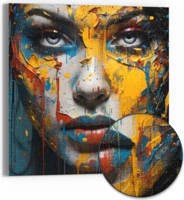 Produktbild von DEQOART Hybrid Leinwand Bild 50x50 cm 'Farbige Seelenlandschaft' Wandbild Glas flach modern
