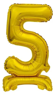 Obrázek produktu pro Balon foliowy cyfra 5 stojący 38 cm złoty