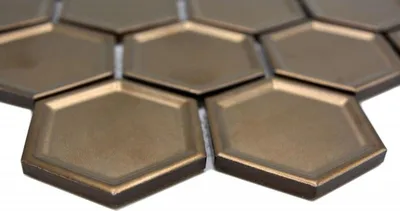 Produktbild von Handmuster HEXAGON BRONZE HONEYCOMBWand Boden Innen Außen Wohnraum Küche Bad Dusche Schwimmbad MOS14-09BR_m