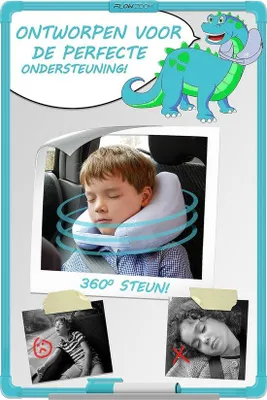 Immagine prodotto di Cuscino gonfiabile per il collo Unyqoos® per bambini dai 3 anni in su – Supporto per il collo a forma di H, rivestimento morbido rimovibile e lavabile, azzurro chiaro, taglia S