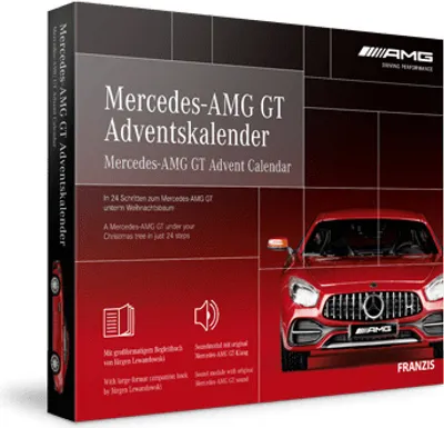 Produktbild von Franzis Verlag Mercedes-AMG GT Adventskalender, Oldtimer-Modell, Montagesatz, 1:43, Mercedes-AMG GT, Metall, 24 Stück(e)