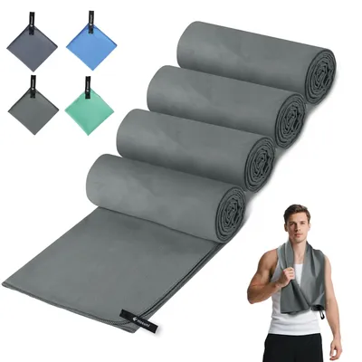 Produktbild von Hosuni Mikrofaser Handtuch (Dunkelgrau, S (60x30) - Set von 4)