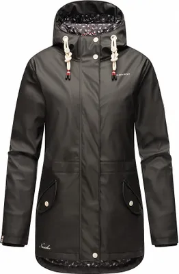 Produktbild von Navahoo Damen Regen Jacke Parka Wasserdicht Gefüttert Funktionsjacke Ocean Heart Schwarz Gr. 36 - S