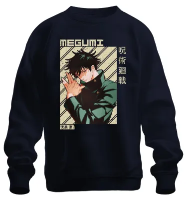 Obrázek produktu pro Megumi Fushiguro Jujutsu Kaisen Shikigami gloomy Otaku gift uni mikina, námořnická modrá, L