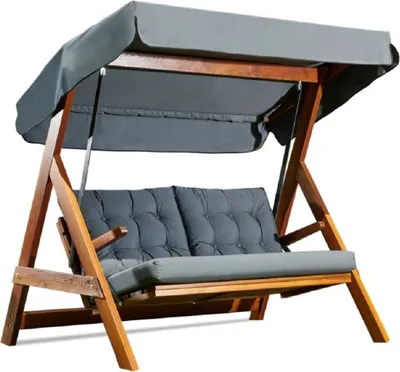 Produktbild von Casa Padrino Luxus Hollywood Schaukel Anthrazitgrau / Braun - Moderne Wetterfeste Garten Schaukel mit Sonnendach - Garten Möbel - Terrassen Möbel