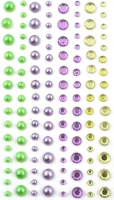 Produktbild von 120 Selbstklebende Perlen - lila & grün