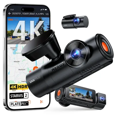 Produktbild von Dashcam Autokamera Fahrzeugkamera - 3 Kanäle - 4K UHD - Vorne und hinten - Innenkamera, Parkwächter, GPS und WLAN