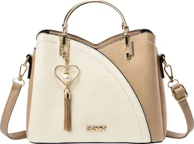 Produktbild von OKWISH Handtaschen, Große Damen Umhängetasche Farbblock Design Schultertasche Crossbody Tasche modisch leicht Alltagstasche Shopper Tasche elegant Freizeit Handtasche Damen groß Kapazität trendig, Beige