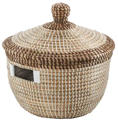 Obrázek produktu pro Úložný koš Kobolo PYTHON ze sušené mořské trávy 34x37 cm s víkem Koše Koše na prádlo Koš na hračky Úložný box Storage Deco
