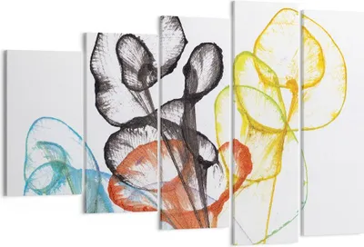 Produktbild von Bild auf Leinwand - Leinwandbild - 5 Teile - Blumen Abstraktion Surrealismus - 150x100cm - Wand Bild - Wanddeko - Wandbilder - Leinwanddruck - Bilder - Wanddekoration - Leinwand bilder EG150x100-4444