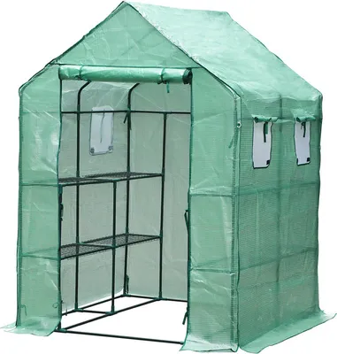Produktbild von Jopassy Foliengewächshaus Tomatengewächshaus Gewächshaus Treibhaus Frühbeet Folienzelt Mehrweg Grün 143x143x195cm