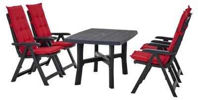 Produktbild von Pro Garden Set Tampa Klappsessel mit Tisch und Auflagen rot