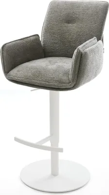 Produktbild von DELIFE Barstuhl Nela-Flex Bouclé Soft Schlamm Drehfuß höhenverstellbar Metall Weiß
