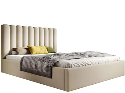 Produktbild von KLICKMOEBEL Polsterbett 200x200 HEKORA 13 Beige – Komfortables Bett mit Bettkasten, halbgerolltem Kopfteil