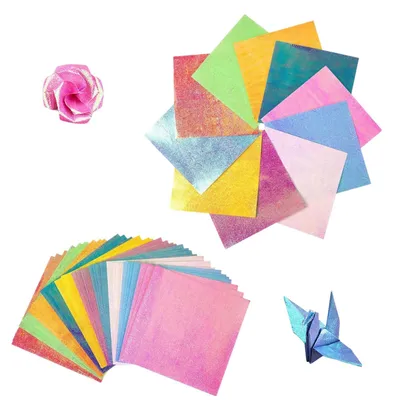 50 Blatt Glitzerpapier, Origamipapier, 15 x 15 cm, mehrfarbig