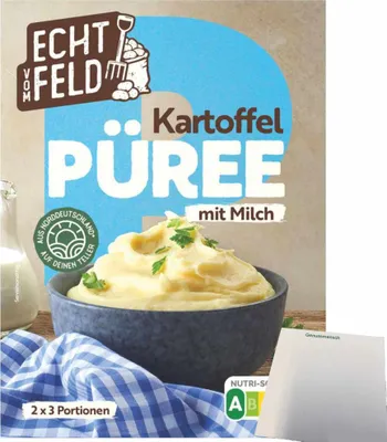 Produktbild von Echt vom Feld Kartoffelpüree mit Milch (200g Packung) + usy Block