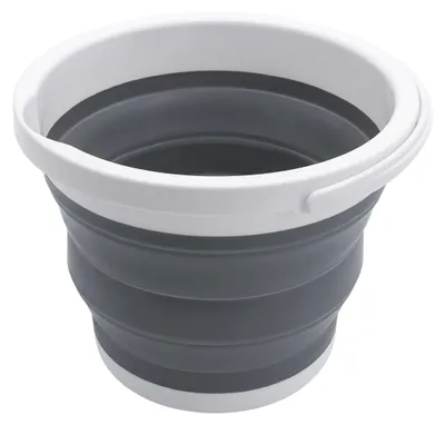 Produktbild von Camping Eimer faltbar Ø 24 cm grau - 5 L - Silikon Wasserkübel mit Tragegriff - Allzweck Outdoor PopUp Wassereimer