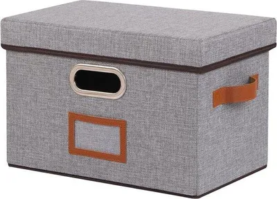 Productafbeelding van Famanu opbergbox met deksel - Opvouwbare kubusorganisator voor planken - Grijs - 32 x 23 x 20 cm - 1 stuk